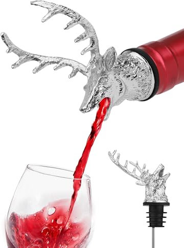 Versatore per vino a forma di renna, per bottiglie di vino, in acciaio inox, per liquori e liquori, beccuccio per bottiglie di liquore, versatore rapido per vino Areator per alcol (renna)