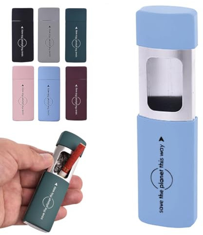 Murago - Taschenaschenbecher Rubber Pastell Blau - mit Deckel zum Schieben Ascher für die Handtasche unterwegs geruchsdicht klein Metall für draussen matt