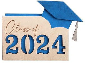 WNDUOKXH Hölzerne Abschlusskartenbox für College und High School Geschenke, Geschenkkartenbox, personalisierter Kartenhalter, Umschlag, mehrere Hüllen, Blau