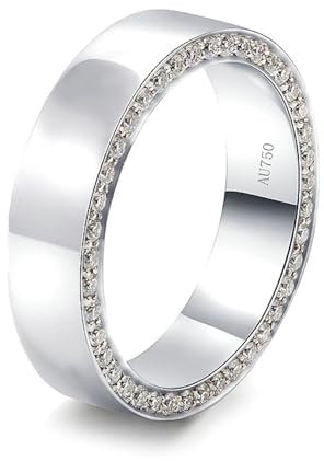 Skcess Ring 925 Damen Damen Ringe D Moissanit Runden, Ring Bandring mit Moissanit Ring Damen Größe 57 (18.1)