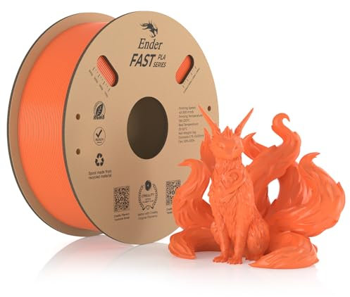 Creality Fast PLA Filament, Orange Filament 1.75mm Fast PLA 1KG, 3D Drucker Filament PLA Maßgenauigkeit +/- 0.03 mm, 3D Druck Materialien für die Meisten 3D Drucker, 2.2lbs/Spool