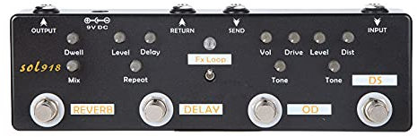 Gitarreneffektpedal 5-Modus-Effektpedal Overdrive Delay Reverb Distortion Fx LOOP Gitarrenpedal mit Knopfeinstellung