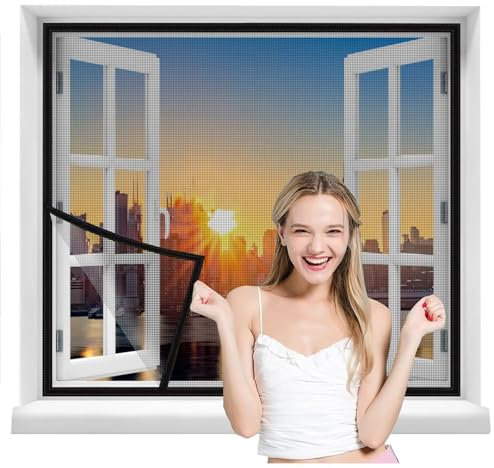 Avvolgibile Zanzariere per Finestra Anti-Zanzariera 70x100cm Nero Tenda a Rete Anti Zanzare Insetti per Windows