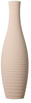 SLIMPRINT Vase ONYX, Beige, D17,9 x H60 cm, Dekorative Vase mit geometrischem Relief für Pampas Plume, Recycelter Kunststoff