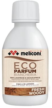 Meliconi Eco Parfum Fresh Woody, Perfume para Ropa Intenso y Duradero, Tensioactivos Biodegradables, Dermatológicamente Probado, Sin Colorantes, Impacto Ambiental Reducido, Pachuli y naranka dulce