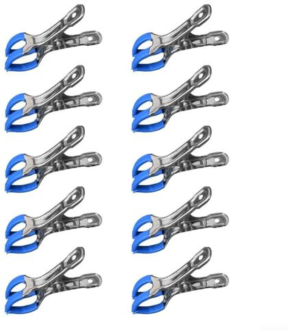 babominimer 10 Pack Pool Cover Clips Metal Spring Clamps Heavy Duty Above Ground Swimming Pool Cover Fasteners Anti-Scratch Design Strong Fixing Force Blue 11x6cm