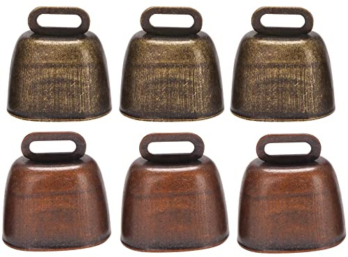 Swiixxer 6 StüCk Metall Kuh Glocke, Kuh Glocke Retro Glocke für Pferde Schaf, das Kupfer Weidet, Kuh Glocken GeräUsche Macher