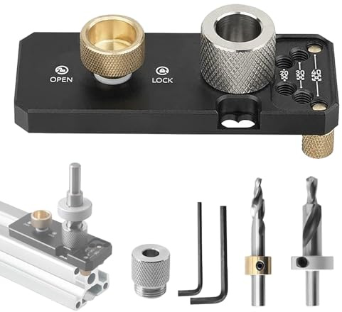 CeTsronixoC Bohrhilfe für Aluminiumprofile mit M6/M8 Stufenbohrern | 100 × 39 mm Bohrhilfe mit M6- und M8-Stufenbohrer, 10-mm-Bohrbuchse und zwei Schlüsseln für Profilserien 20/30/40.