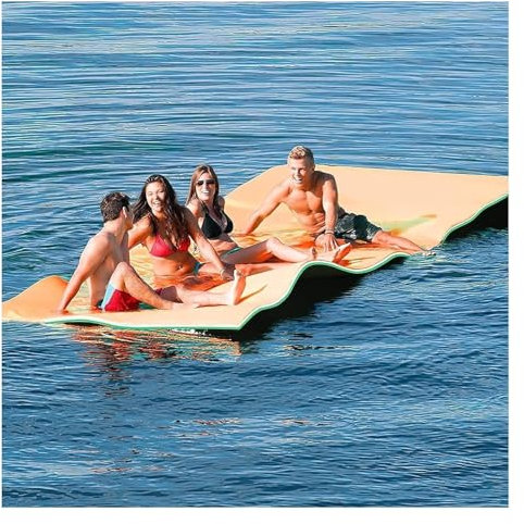 CHENYUOZ Tapis Flottant en Mousse, Tapis d'eau Flottant, Tapis Flottant for lac, Piscine et Bord de mer, Tapis flottants en Mousse(Orange,5.5m x 1.8m x 3.3cm)