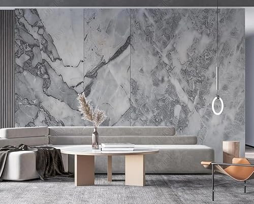 Papier Peint Intissé Marbre Gris Poster Tableaux Muraux Tapisserie Photo Trompe L'Oeil Salon Chambre Art Mural 150Cm(L) X105Cm(H)