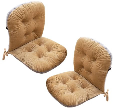 Stulhkissen, Kissen für Rattansessel Outdoor Auflage Sitzkissen, Rattanmöbel 2 Stück Stuhlkissen mit Rückenteil Sitz, Rückenkissen mit Bänder, Niedriglehner Auflage Polsterauflage(Color:Khaki）