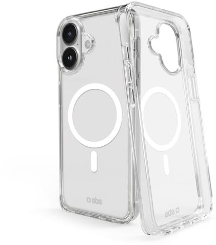 SBS Light Mag Case MagSafe Schutzhülle für iPhone 16 – flexibel und strapazierfähig, stoßfest, Kratzfest, Schutz für Kameras, Material TPU, schlankes Design, transparent