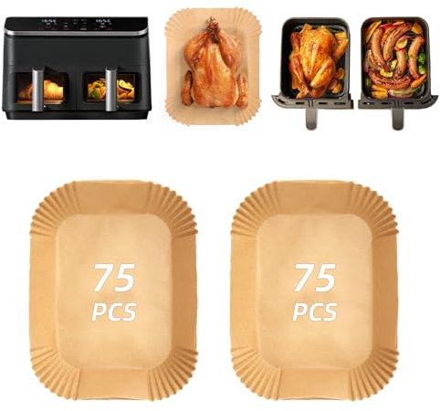 150 piezas Papel para Cosori Freidora de Aire Grande con Doble Cesta 8,5L Air Fryer, Accesorios Freidora de Aire Papel Horno Air Fryer Cuadrado para COSORI 8,5L CAF-R901-AEU