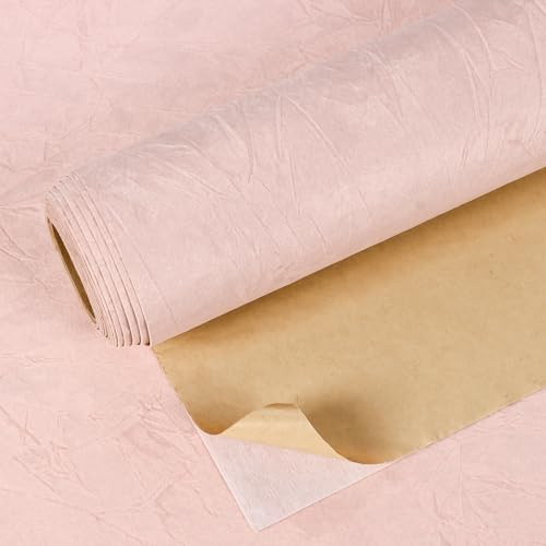 VEELIKE Tapete Samtstoff Altrosa Vintage Wandtapete Altrosa Zerknitterter Samt Stofftapete Möbelfolie Selbstklebend Folie Ornamente Schlafzimmer Schubladen Schmuckkästchen Dekorfolie 40 cm × 300 cm