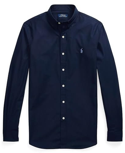 POLO RALPH LAUREN Custom Fit Stretch Poplin Shirt (UK, Alpha, L, Regular, Regular, Navy)