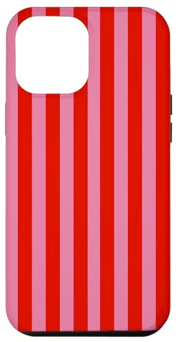 Hülle für iPhone 12 Pro Max Retro Rosa und Rot gestreiftes geometrisches Streifenmuster