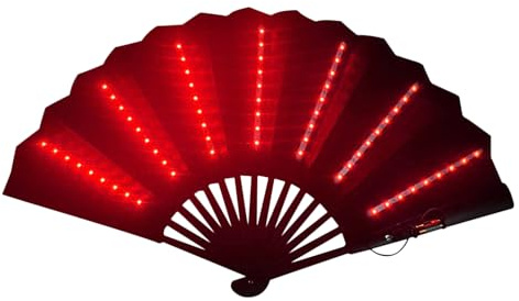Genikeer Abanico De Mano Con Luz LED, Abanico Plegable Para Festivales, El Ventilador De Mano De Barra Multiusos, Accesorios Para Danza Del Vientre, Escenario, Ba r