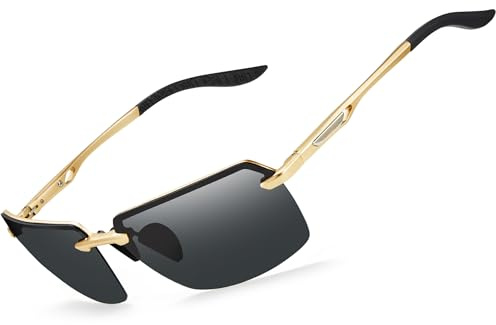 Bircenpro Klassisch Polarisiert Sonnenbrille für Herren: UV400 Schutz Sonnenbrillen Retro Ultraleicht Rahmenlos Brille für Fahren Angeln Reisen Fishing Gläser