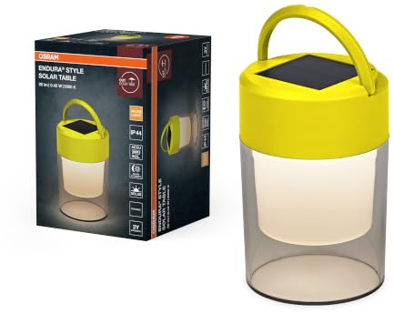 Osram ENDURA Style Solar Tischleuchte, 0,42W, 20lm, 3000K Warmweiß, dimmbar, Aufhänger, IP44, Kunststoff Gelb