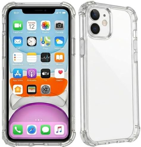 315 Supplies 2 Pack Clear Silicone Case for iPhone Crystal Clear TPU Gel Phone Cover – Slim Anti-Yellowing Shockproof Transparent Protective Case Compatible with iPhone 11 (iPhone 11)