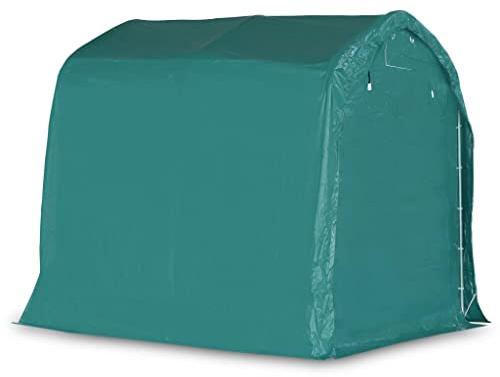 Tenda Garage in PVC 2,4x2,4 m Verde Scuro | Telaio in acciaio zincato, resistente all'acqua, densità 500 g/m², altezza gronda 1,9 m