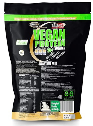 Veganes pflanzliches Proteinpulver 750 gr Vanille Protein Pulver mit Protein del Erbsen-Soja-Reis 90% Protein Ohne Aspartam Zuckerfrei