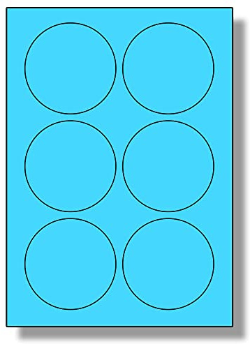 Label Planet® 6 Per Page/Sheet, 5 Sheets (30 Large Blue Round Sticky Labels), Matt Permanent A4 Circular Coloured Stickers, LP6/85RC, 85MM Diameter Circles, for All Uses