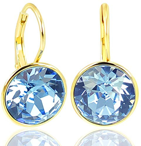 Ohrringe 925 mit Markenkristallen Blau Gold NOBEL SCHMUCK
