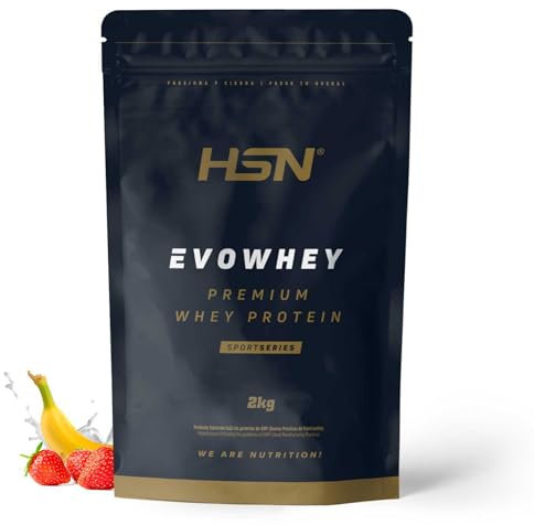 HSN Evowhey Protein | Fresa Plátano 2Kg = 67 Tomas por Envase Concentrado de Proteína de Suero | 100% Whey Protein Concentrate (WPC) | No-GMO, Vegetariano, Sin Gluten ni Soja