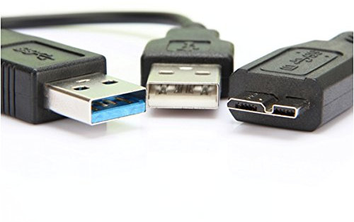 KUYIA Y USB 3.0 Cable 2.5FT/ 76CM, Up to 5Gbps A Male to Micro B with Type A Power, Data Transfer Sync Cord Compatible with Wii U Xbox External Hard Drive Toshiba, WD Elements My Passport Expansion