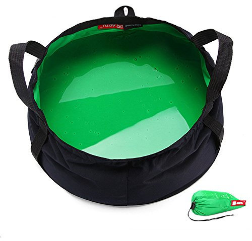Rayami Bassine multifonctions légère portable pliable pour stockage de l'eau Étui de transport Sac à poignée pour extérieur Voyage Camping Randonnée Pêche 8,5 L Bleu Vert Rouge, Green