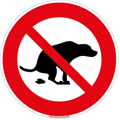 Signalétique.biz France - Panneau - Déjections Canines Interdites - Plastique rigide PVC 1,5 mm - Diamètre 250 mm - Protection Anti-UV - Aluminium avec face en acier galvanisé