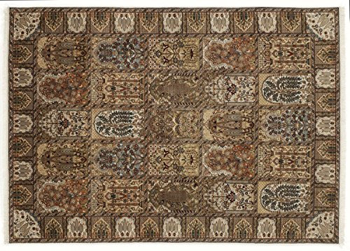 KIAN GHOM echter klassischer Orient-Felder-Teppich handgeknüpft in creme-creme, Größe: 80x300 cm