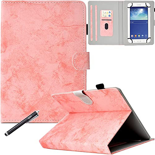 6.5-7.5 inch Universal Tablet Case, Newshine PU Leather Stand Cover for Samsung Galaxy Tab A/4 7.0 Tablet, Amazon Kindle Fire 7 (2015/2017) and Other Around 7.0'' Models, DC-Pink