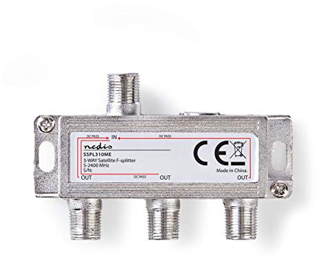 NEDIS Satelliten-Splitter | 5-2400 MHz | Einführungsverlust: 10.5 dB | Anzahl der Ausgänge: 3 | 75 Ohm | Zink Silber