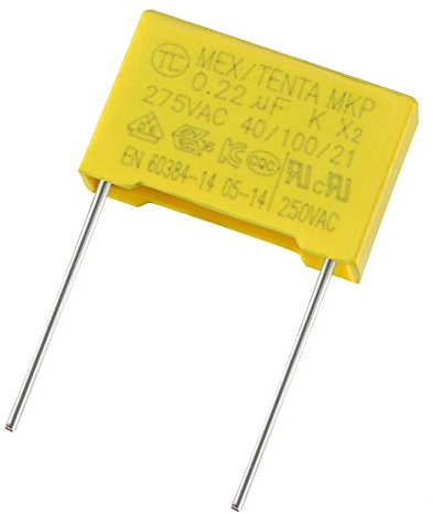 sourcing map Condensateur sécurité Polypropylène 0.22uF 275V AC X2 MKP 21mm Pas goupille 5Pcs