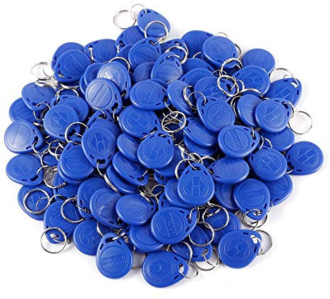 LUCINE 100 Stück RFID-Schlüsselanhänger, 125 kHz, RFID-Zutrittskontrollkarte, Schlüsselanhänger für Türzugangskontrollsystem TK4100/EM4100 (100IDPCS-Blau)