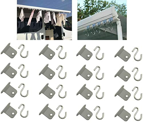 READY Markisenaufhänger, S-Haken-Set, Markise, S-Haken, Kleiderbügel für Wohnmobil, Wohnwagen, Wohnmobil (16 Stück)