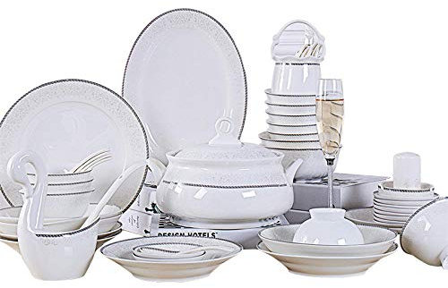 plato de frutasJuego de platos de cerámica de 56 piezas de porcelana para el hogar del hotel de vajilla de porcelana de hueso-F-56