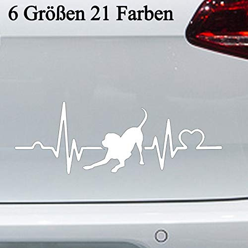 Labrador Herzschlag Sticker Aufkleber -6Größen- Car Retriever Heartbeat Dog Love in 6 Größen und 21 Farben