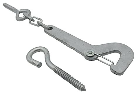 Gate Catch Safety Hook and Eye On Chain Pattern - 150mm - Galvanised
