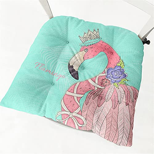 Treer Stuhlkissen mit Bändern Sitzkissen ,Tatami Kissen Stuhlauflage Sitzpolster Kissen für Stuhl Weiches Sitzkissen für Indoor Zuhause Stuhl Outdoor Garten (Flamingo,40x40cm)
