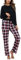 Uniexcosm Pyjama Femme Coton Long Ensembles de Femme Hiver Carreaux Col Ronde Manches Longues Pyjama pour Femme avec Poches Latérales Noir M