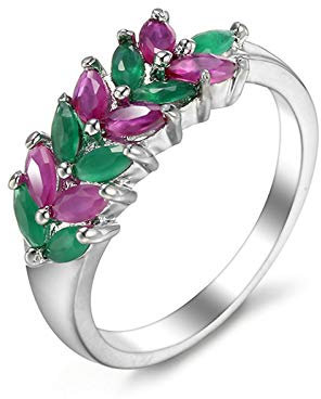 Banemi Anello Pietra Oro Anello con Zircone Viola Anello Antiruggine Regalo Donna Anello 15