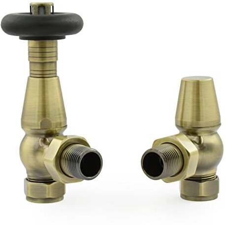 Hot Flow | Jordan Robinet thermostatique traditionnel pour radiateur (TRV coudé) (laiton antique)