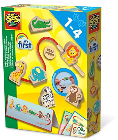 SES Creative My first – Holztiere-Perlen auffädeln, diverse Farben
