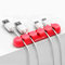 pamindo Cable holder, cable clips, cable manager for Desk, computer, Car, USB charging - silicone organiser with 3M adhesive tape for home (Red, 1)