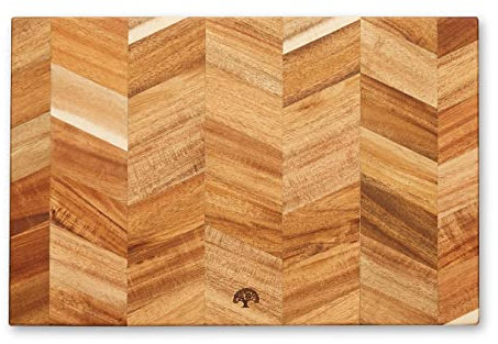Barbary & Oak BO847022 Chevron Rectangle Chopping Board, Suitable for Food Preparation and Serving, Acacia Wood , Brown