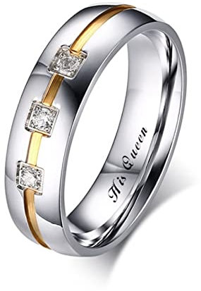Mesnt Edelstahlringe Damen Silber, Edelstahl Ring 6MM His Queen Hochzeit Ringe, His Queen Größe 57 (18.1)