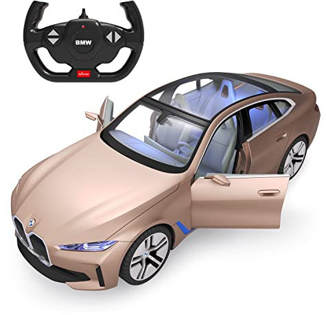 RASTAR BMW i4 Remote Control Car, 1/14 BMW i4 Concept RC Toy Car Golden Model Diecast for Kids Boys Adults